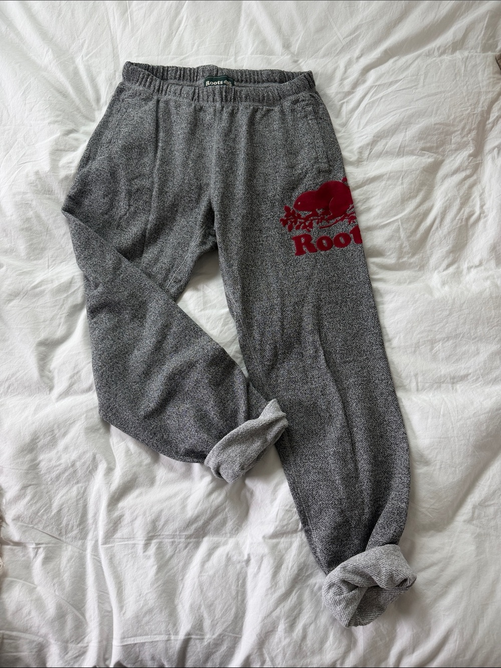 Roots classic Gray Sweatpants with Maroon Logo